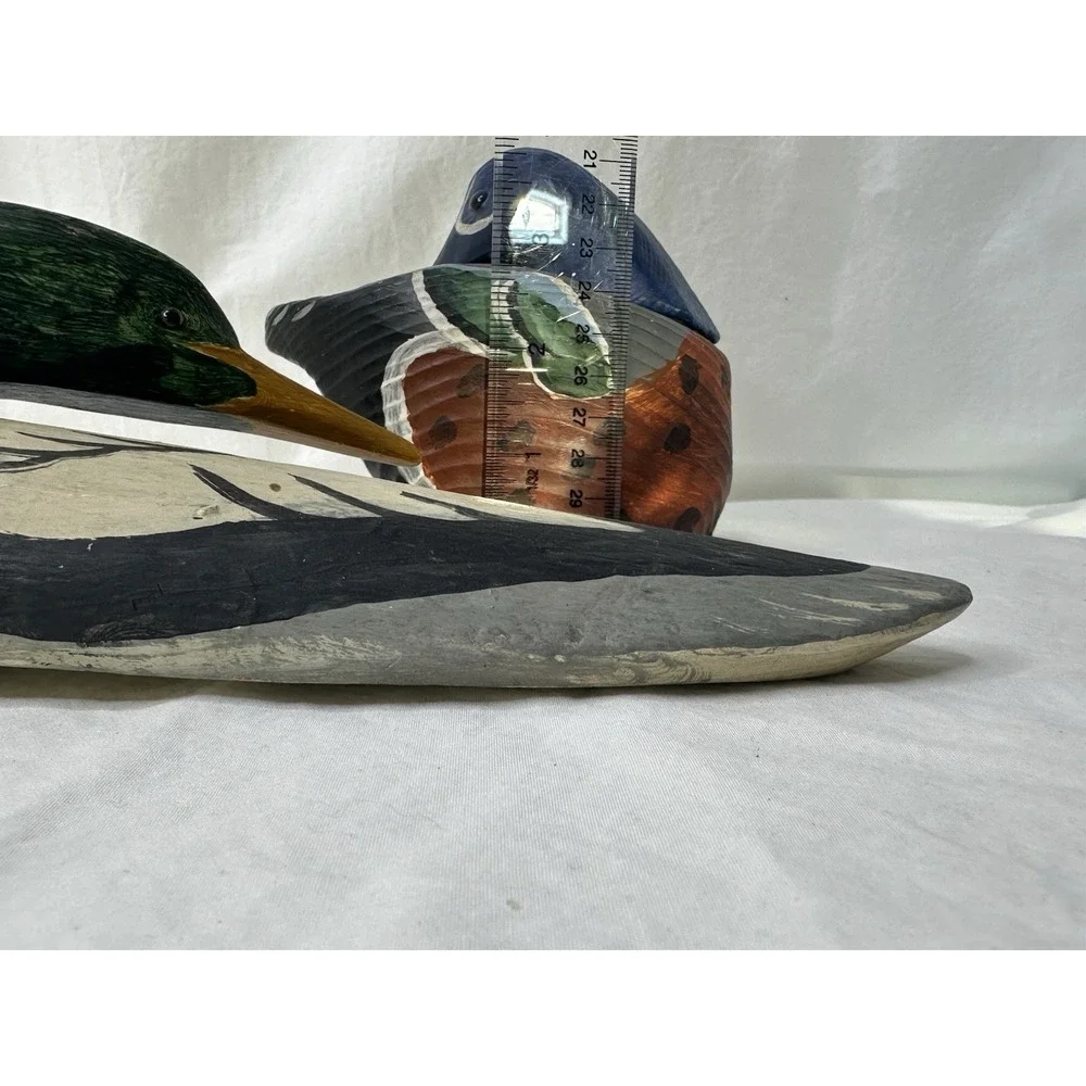Jim Gibbs Wood Carved Ducks Painted Set 2 Decoy Decor Hanging Folkart 1980s